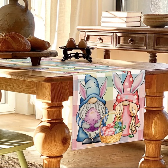 New Buffalo Plaid Gnome Egg spring Table Runner Easter Theme Table Decoration - Picture 3 of 5